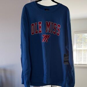 Champion Blue Sweatshirt with Red and White Graphic